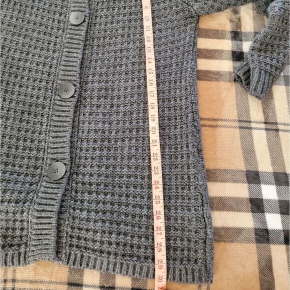 Gray Knit Button-Up Women's Coat - Picture 11 of 11